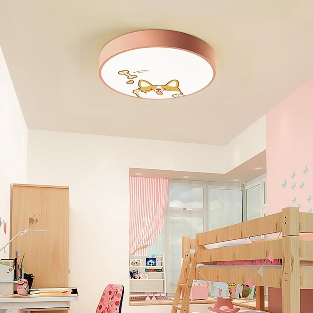 Circular Dog Design Flush Mount LED Ceiling Light for Kids Bedroom