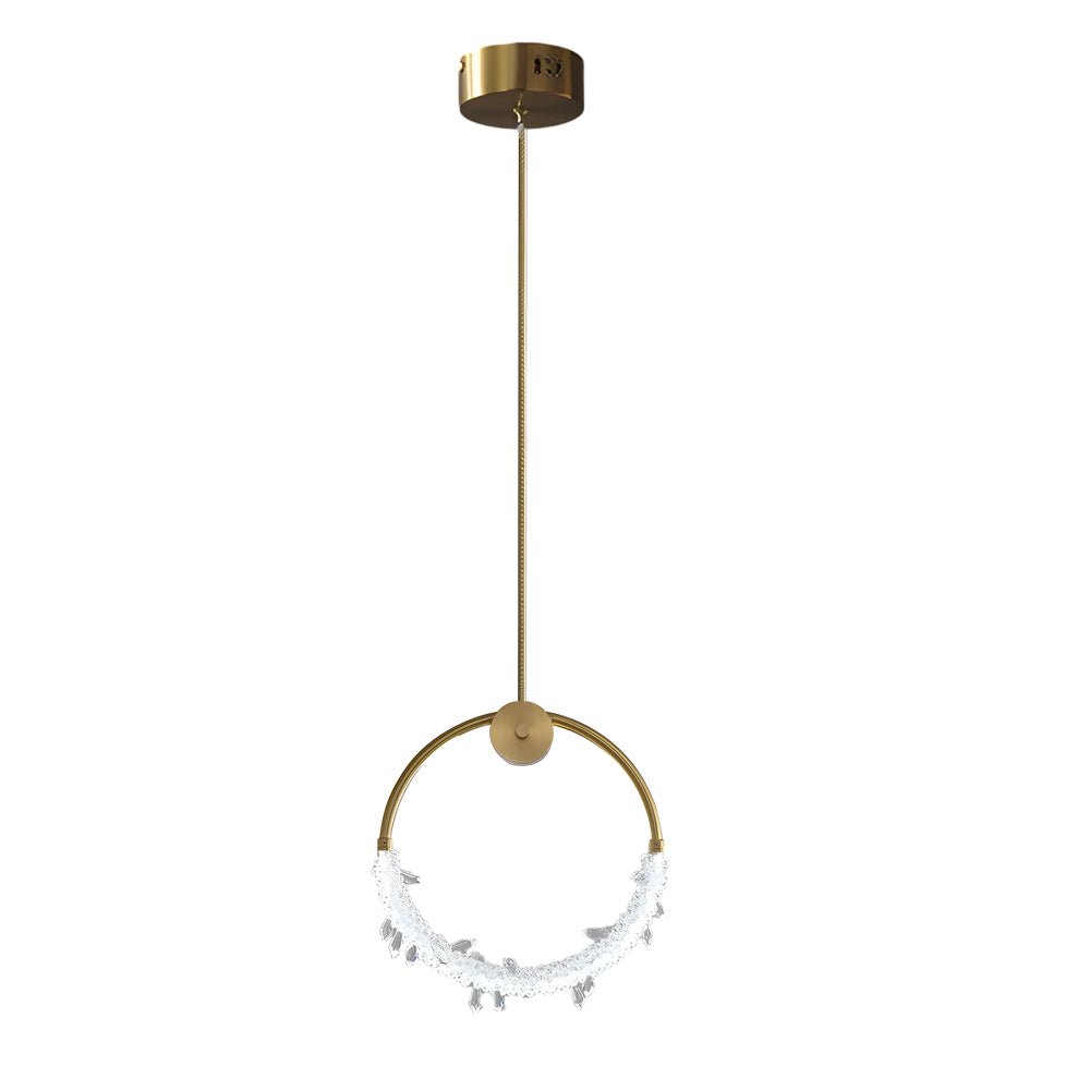 11" Crystal Ring LED Pendant Light Modern Bedside Ceiling Fixture