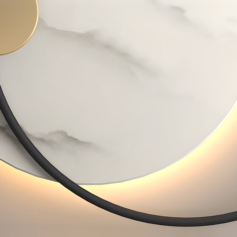 Modern Round Marble LED Wall Sconce with Iron Frame