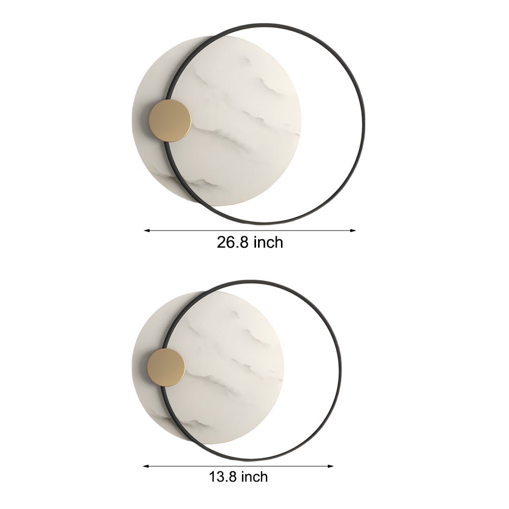Modern Round Marble LED Wall Sconce with Iron Frame