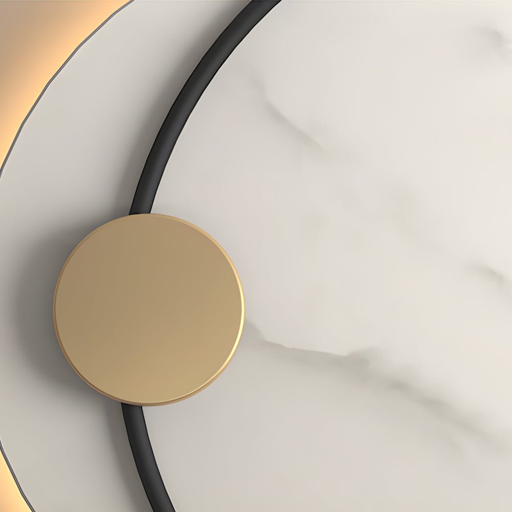 Modern Round Marble LED Wall Sconce with Iron Frame