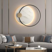 Modern Round Marble LED Wall Sconce with Iron Frame