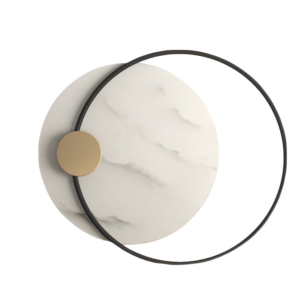 Modern Round Marble LED Wall Sconce with Iron Frame