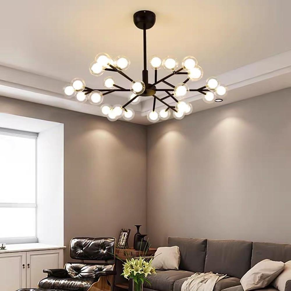 Modern Sputnik Chandelier 30-Light Glass Bubble Gold Metal 33" LED