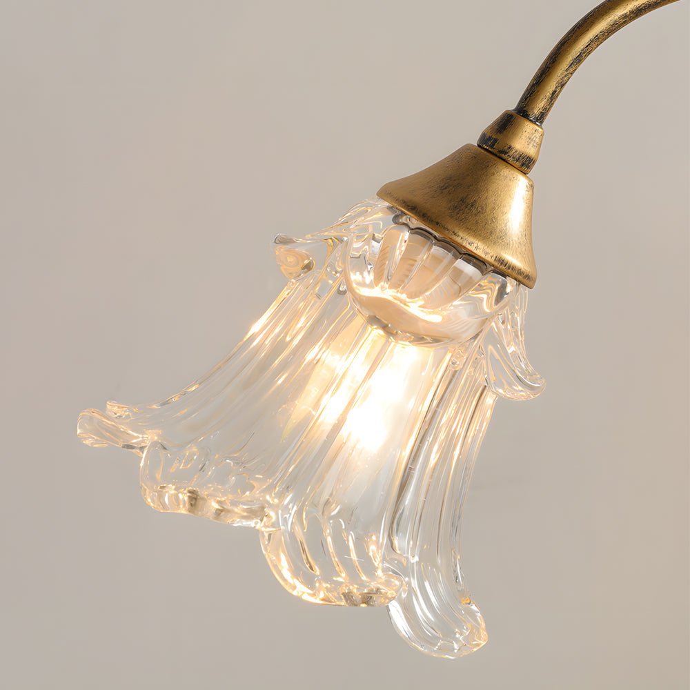 Modern Glass Floral Desk Lamp with Dual Lights and Leaf Accents