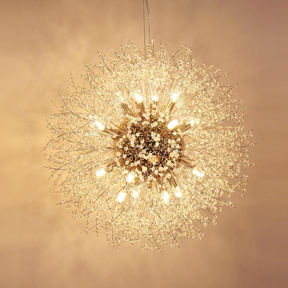 Crystal Globe Chandelier - Modern LED Pendant Light Metal Finish