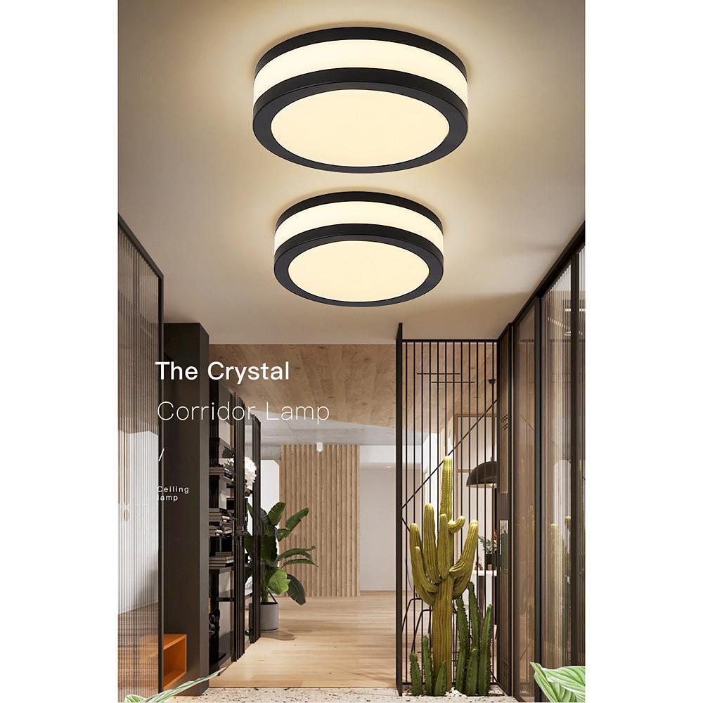 Modern Round LED Flush Mount Ceiling Light - Geometric Metal & Acrylic