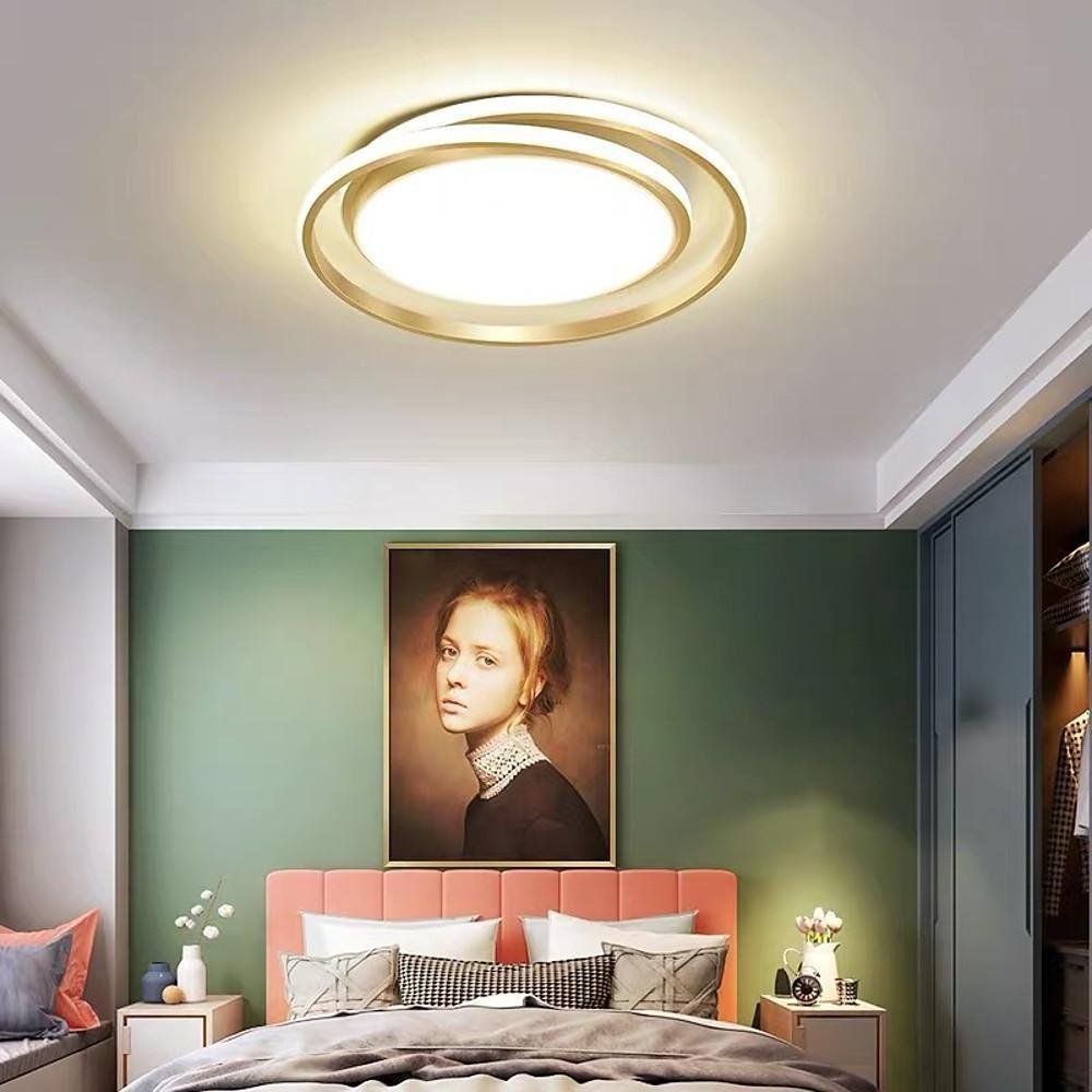 Modern Circular LED Flush Mount Ceiling Light - Black & Gold