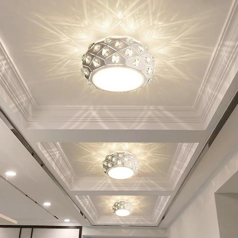 Modern Crystal Metal LED Flush Mount Ceiling Light