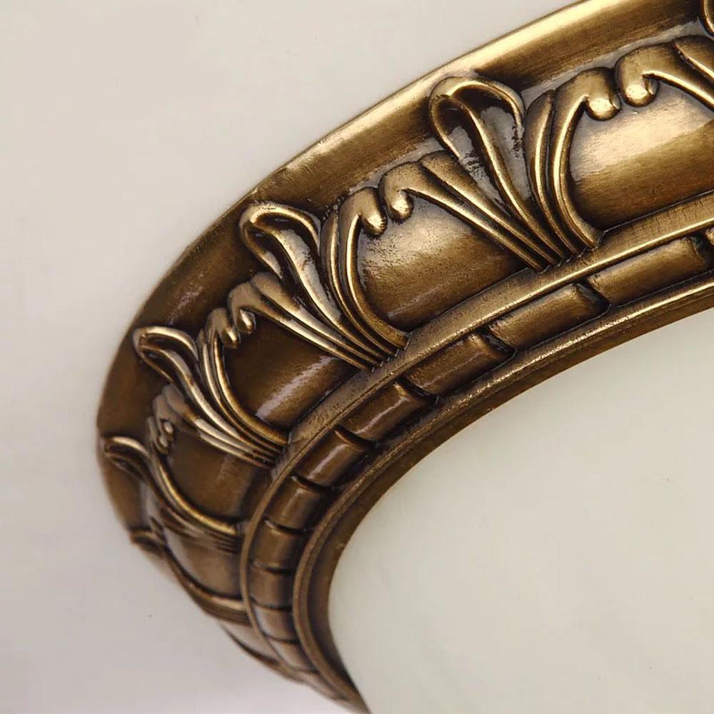 Antique Flush Mount Ceiling Light Bronze & Frosted Glass Fixture