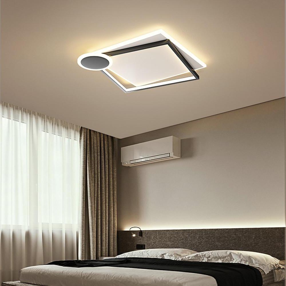 Modern Geometric LED Flush Mount Ceiling Light – Metal & Acrylic