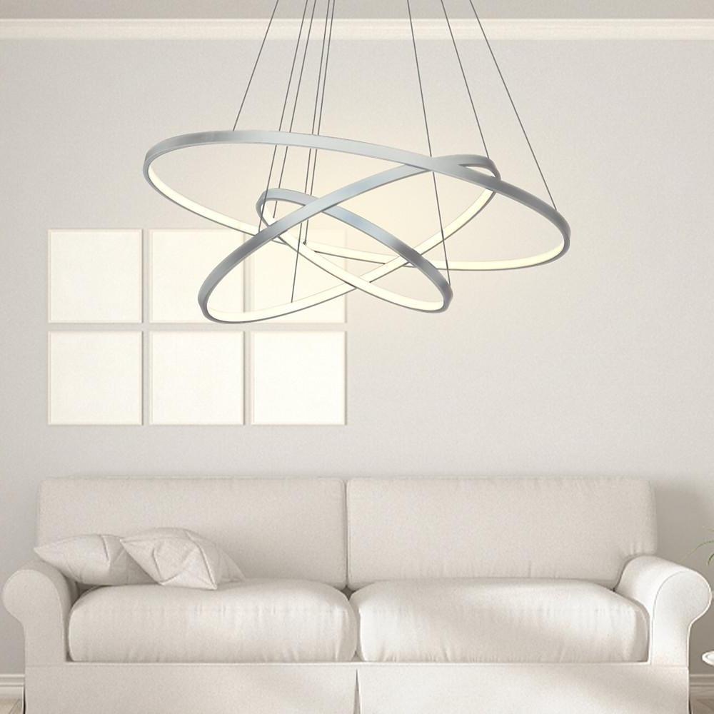 3-Ring Interweaved Circle LED Pendant Light Aluminum Acrylic