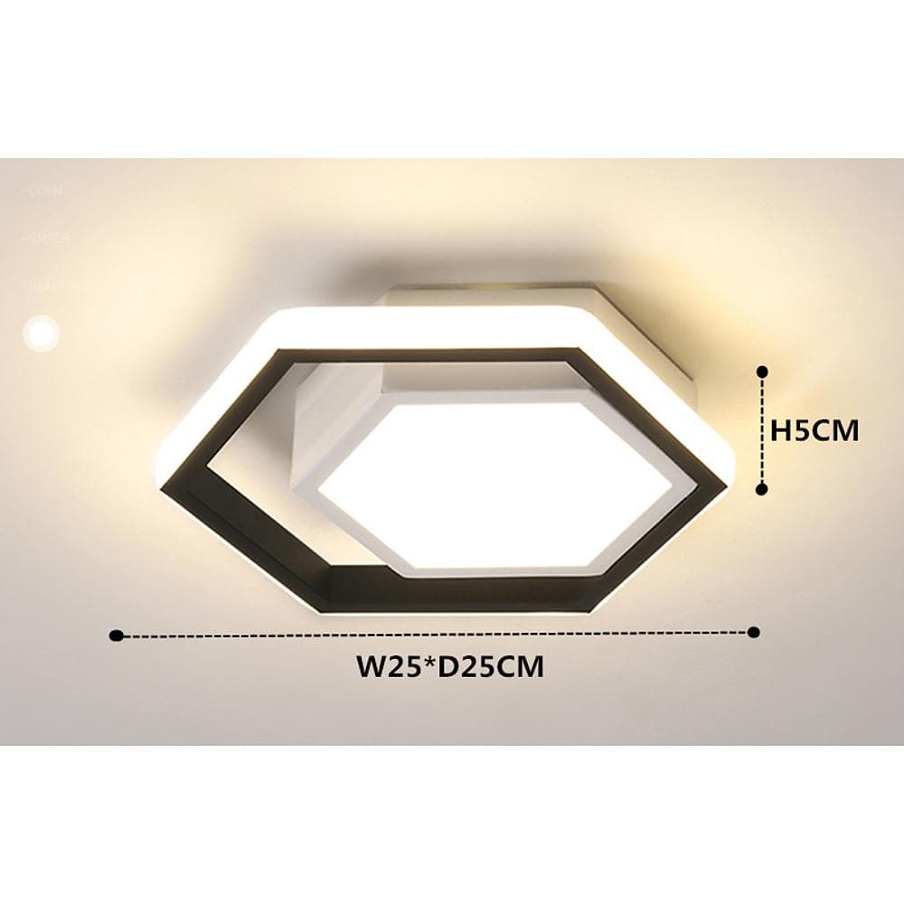 Hexagon LED Flush Mount Ceiling Light - Modern Geometric Design