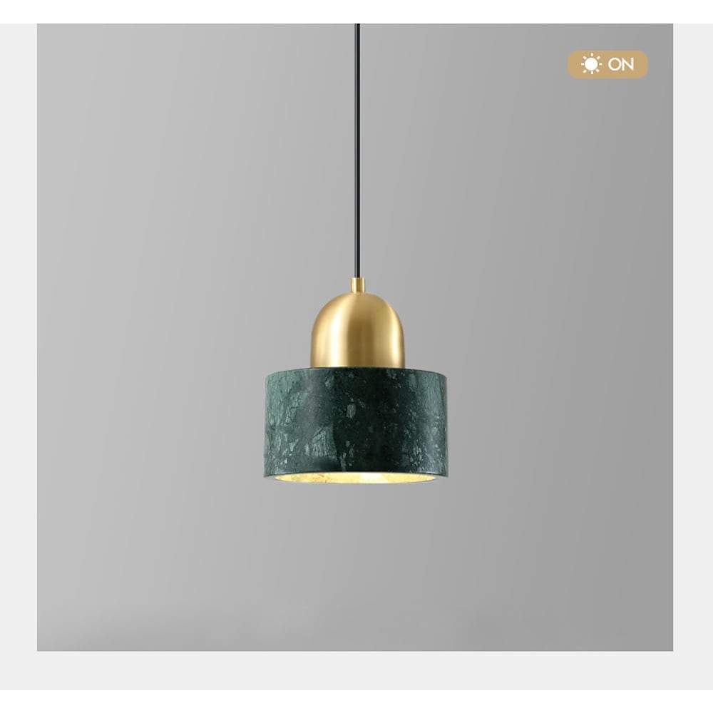 Modern Marble Drum Pendant Light Metal Ceiling Fixture