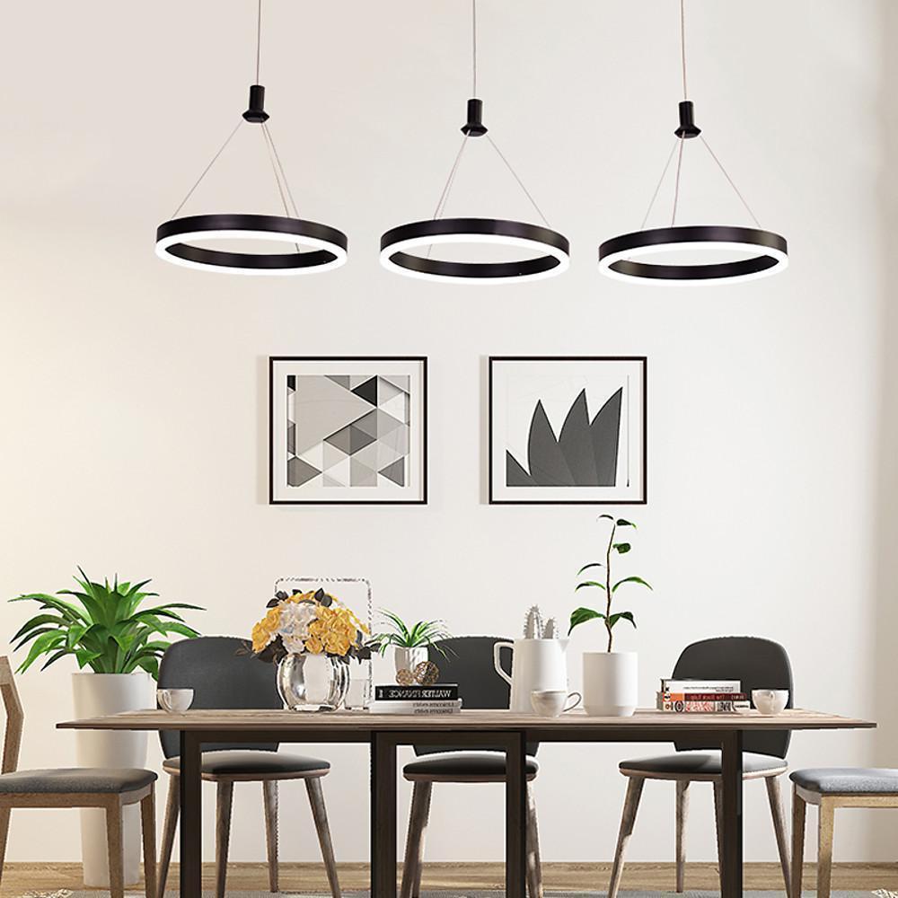 Modern 3-Ring LED Chandelier with Adjustable Suspension