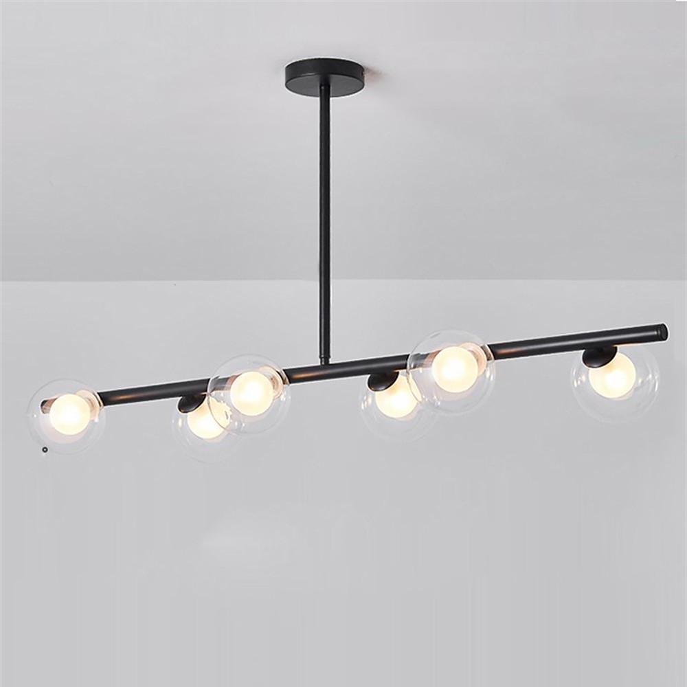 Nordic Glass Sphere Chandelier 6-Light Metal Frame LED Pendant