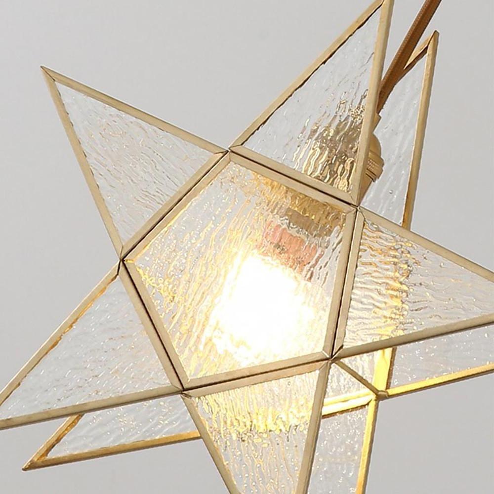 Double Star Glass Pendant Light with Copper Finish – Modern LED
