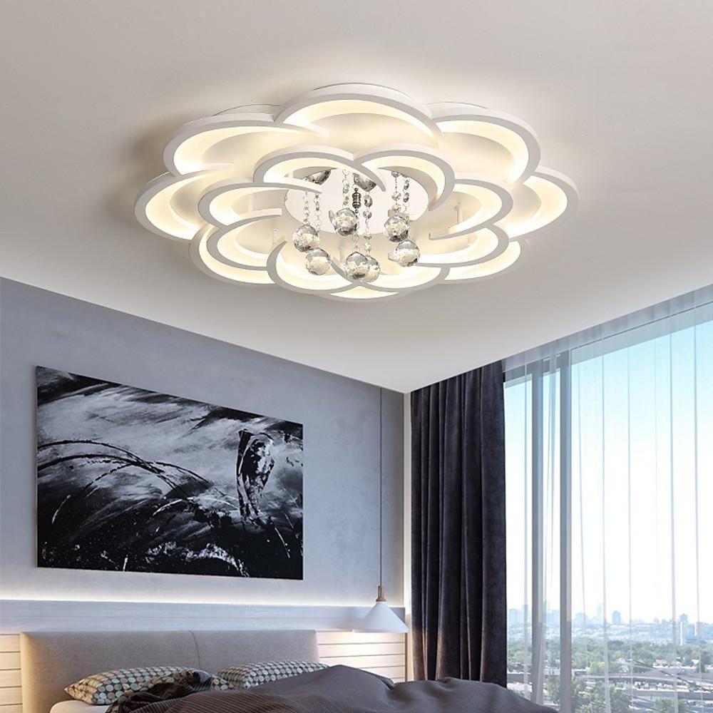 Floral Crystal Acrylic LED Flush Mount Ceiling Light - 31 Inch