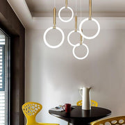 Modern Ring Pendant Light Metal Silica Gel LED Ceiling Fixture