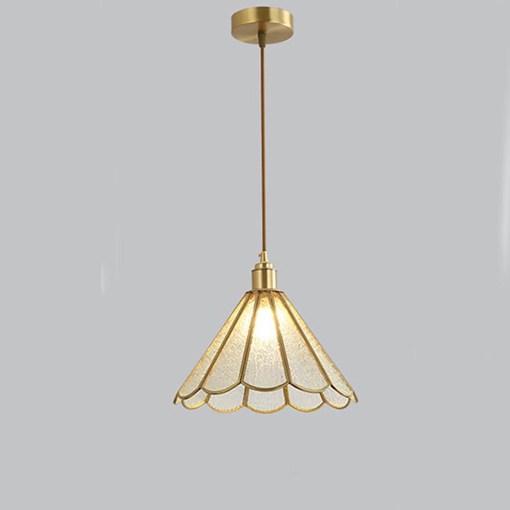 Modern Flower Glass Pendant Light – Brass Finish, LED, 11" Diameter