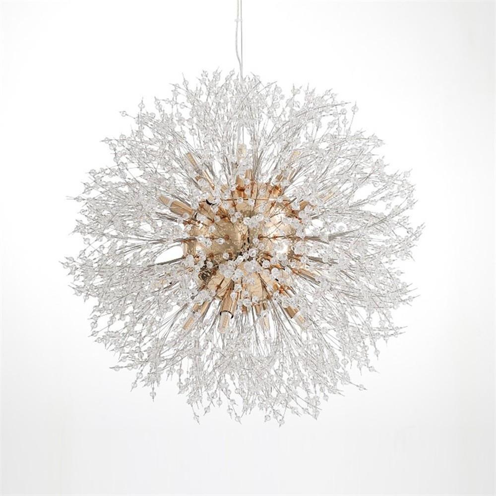 Modern Crystal Globe Chandelier Metal Pendant Dining Room Lighting