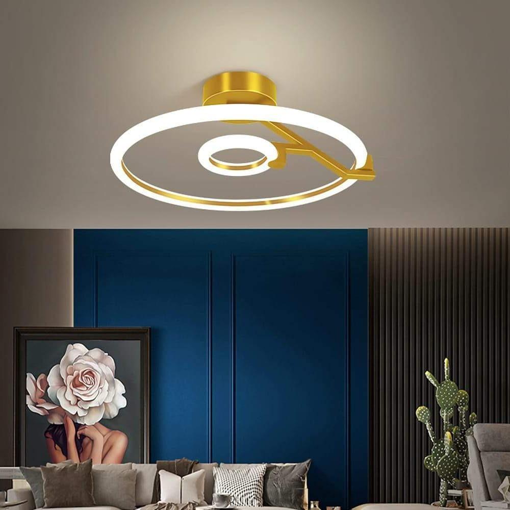 Modern Ring LED Flush Mount Ceiling Light - Metal & Acrylic