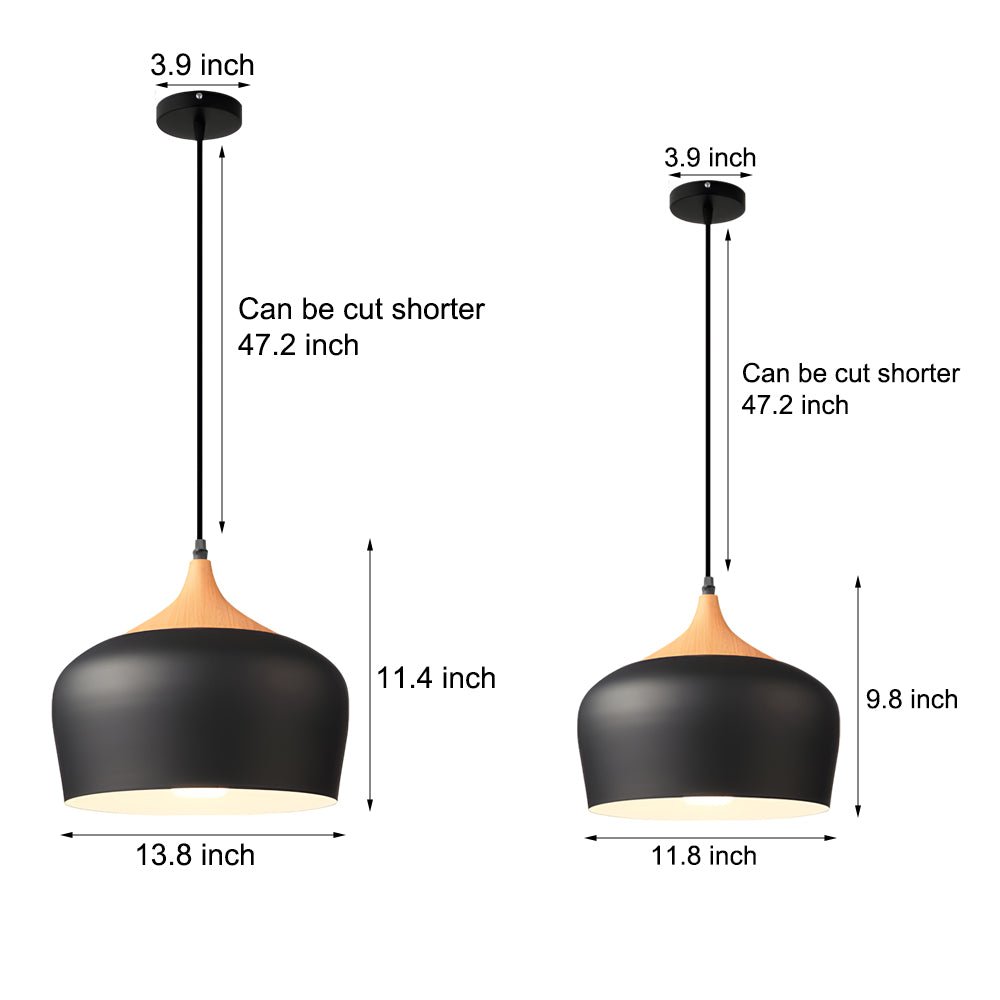 Modern Dome Pendant Light with Wood Detail - 1-Light Fixture