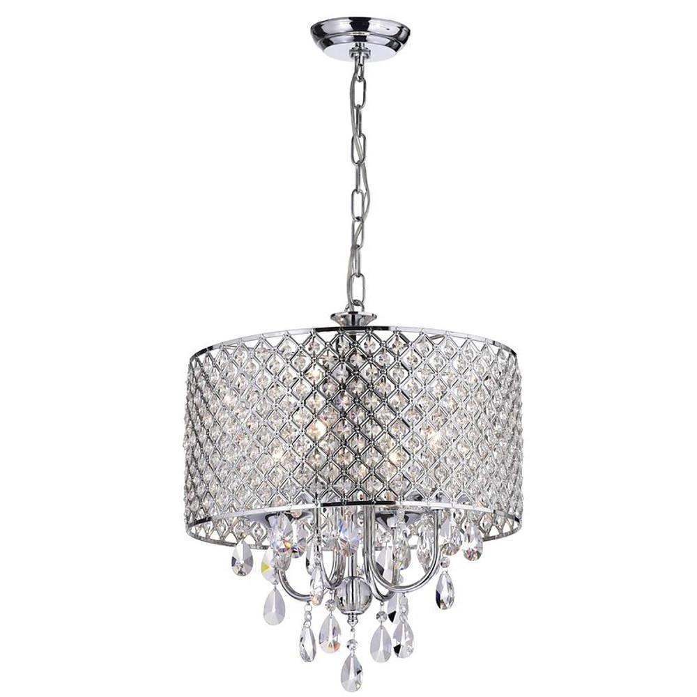 Crystal Metal Chandelier 4-Light Industrial Pendant Lighting