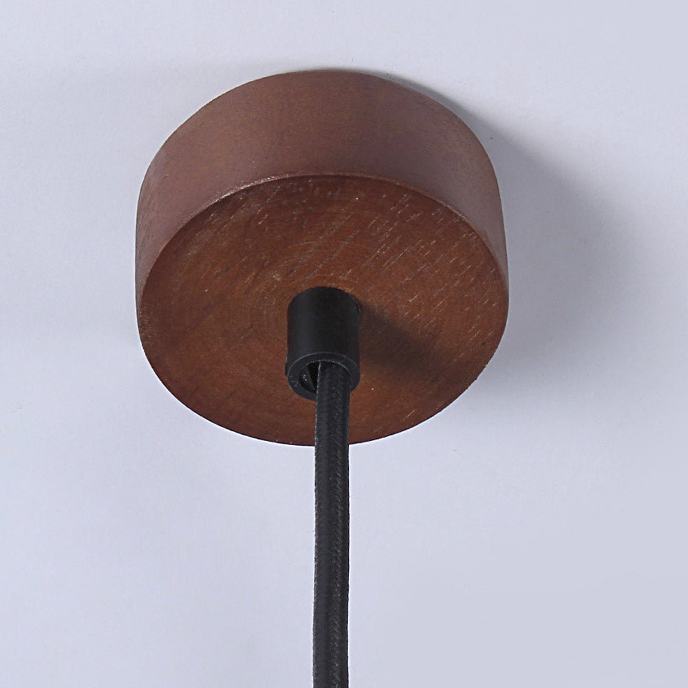 Double Glass Nordic Wood Pendant Light Modern Brown Ceiling Fixture