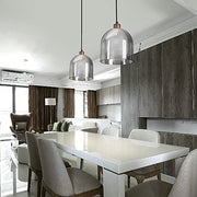 Double Glass Nordic Wood Pendant Light Modern Brown Ceiling Fixture