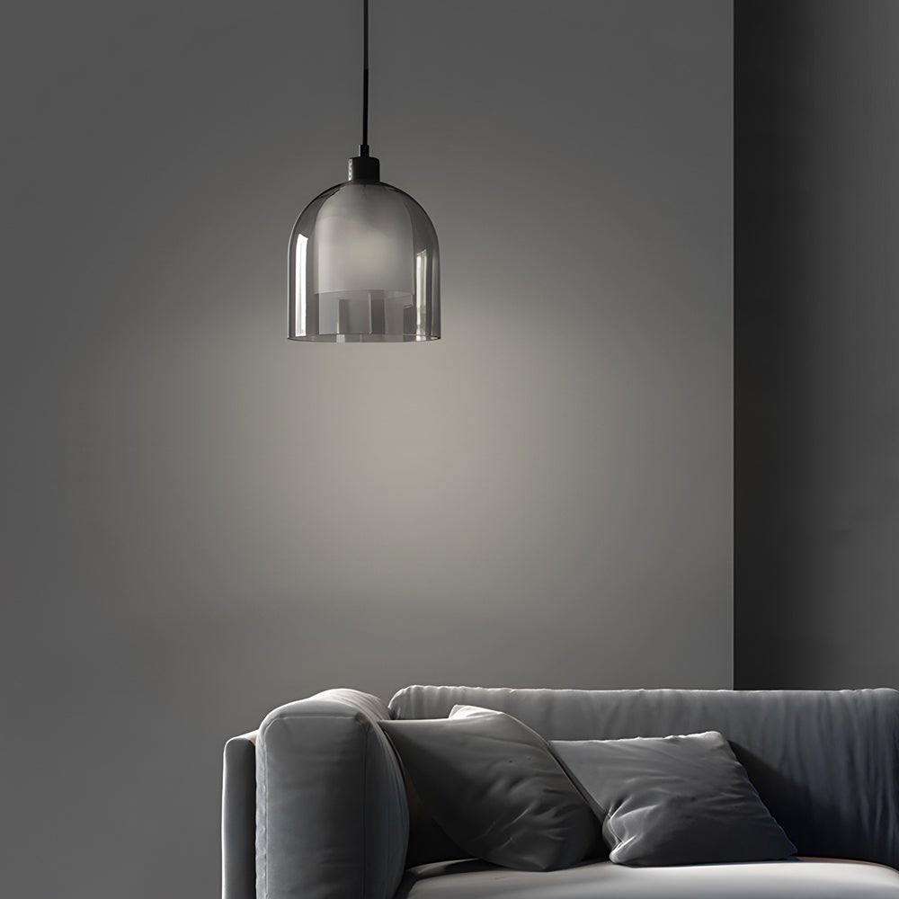 Double Glass Nordic Wood Pendant Light Modern Brown Ceiling Fixture