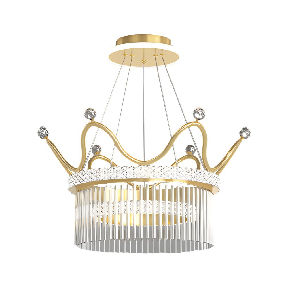 Crystal Glass Crown Chandelier with 3-Step Dimming - Modern Luxury