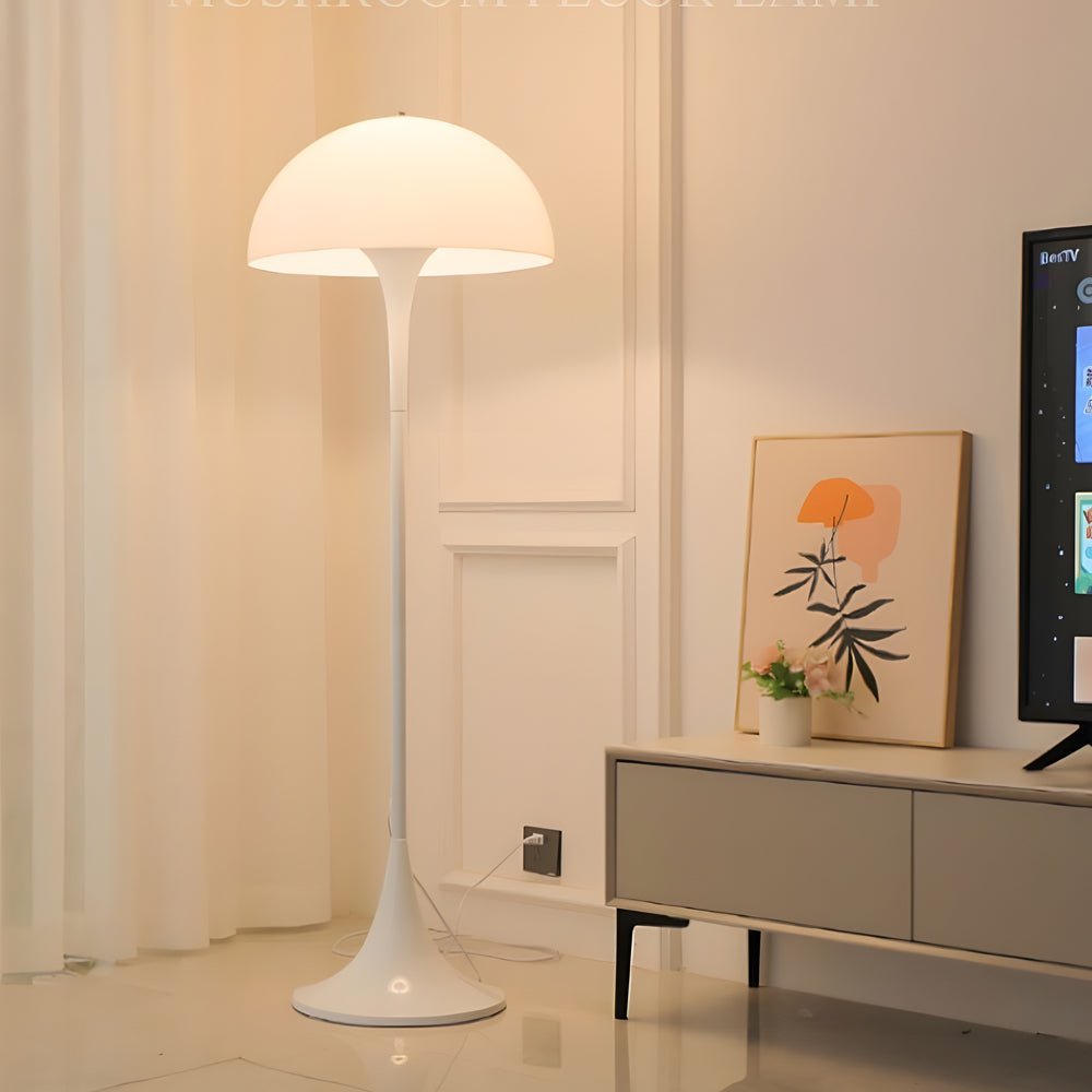 Modern White Mushroom Dome Floor Lamp with 3-Step Dimming