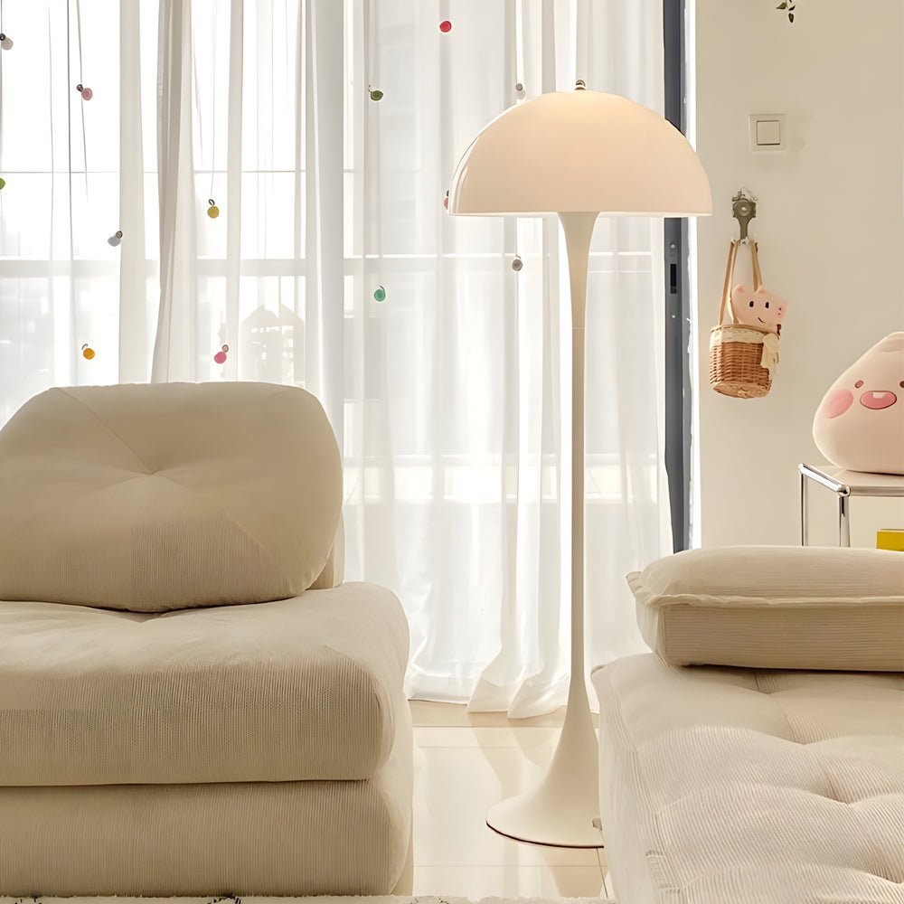 Modern White Mushroom Dome Floor Lamp with 3-Step Dimming