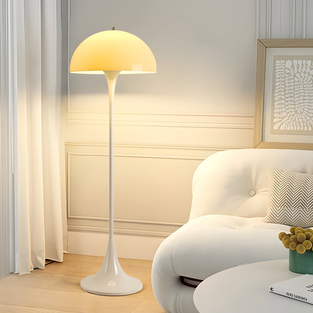 Modern White Mushroom Dome Floor Lamp with 3-Step Dimming