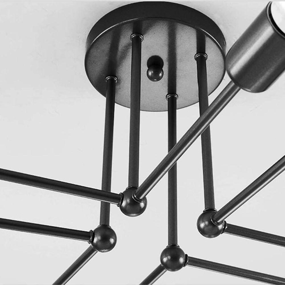 8-Light Modern Sputnik Semi Flush Metal Chandelier
