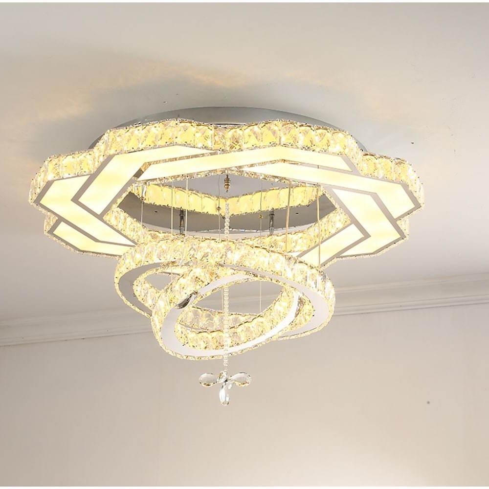 Crystal LED Flush Mount Ceiling Light - Vintage Tiered Design