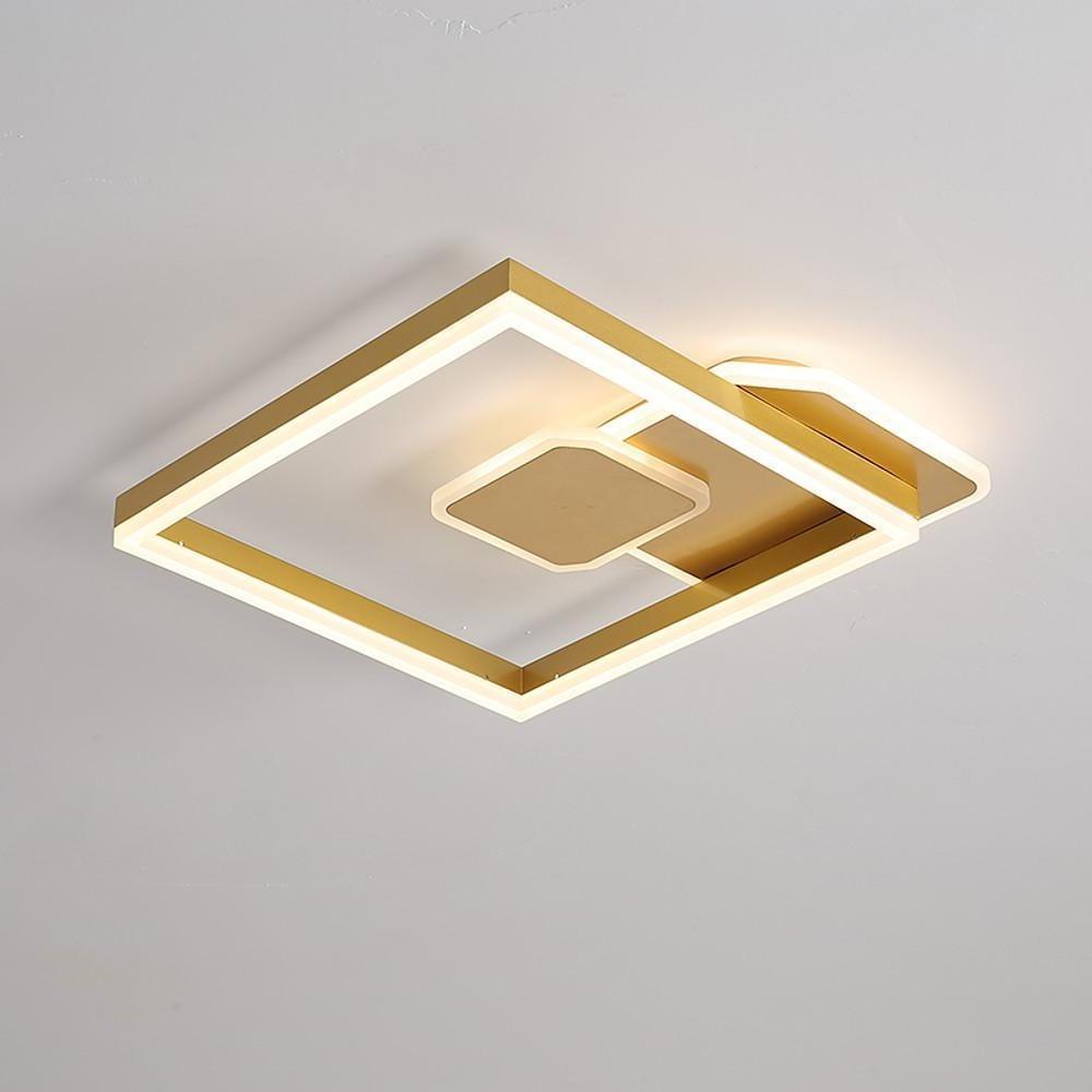 Geometric Square LED Flush Mount Ceiling Light - Dimmable