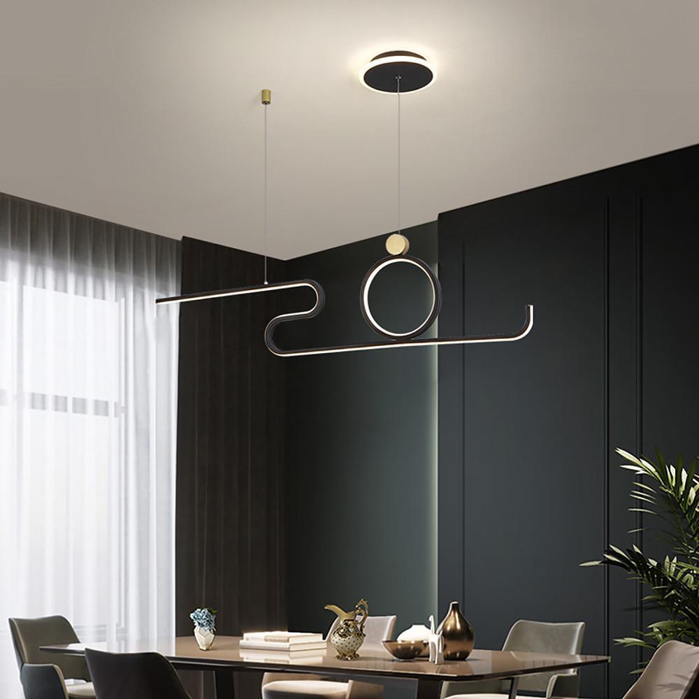 Modern Circle Linear LED Pendant Light - Black & Gold