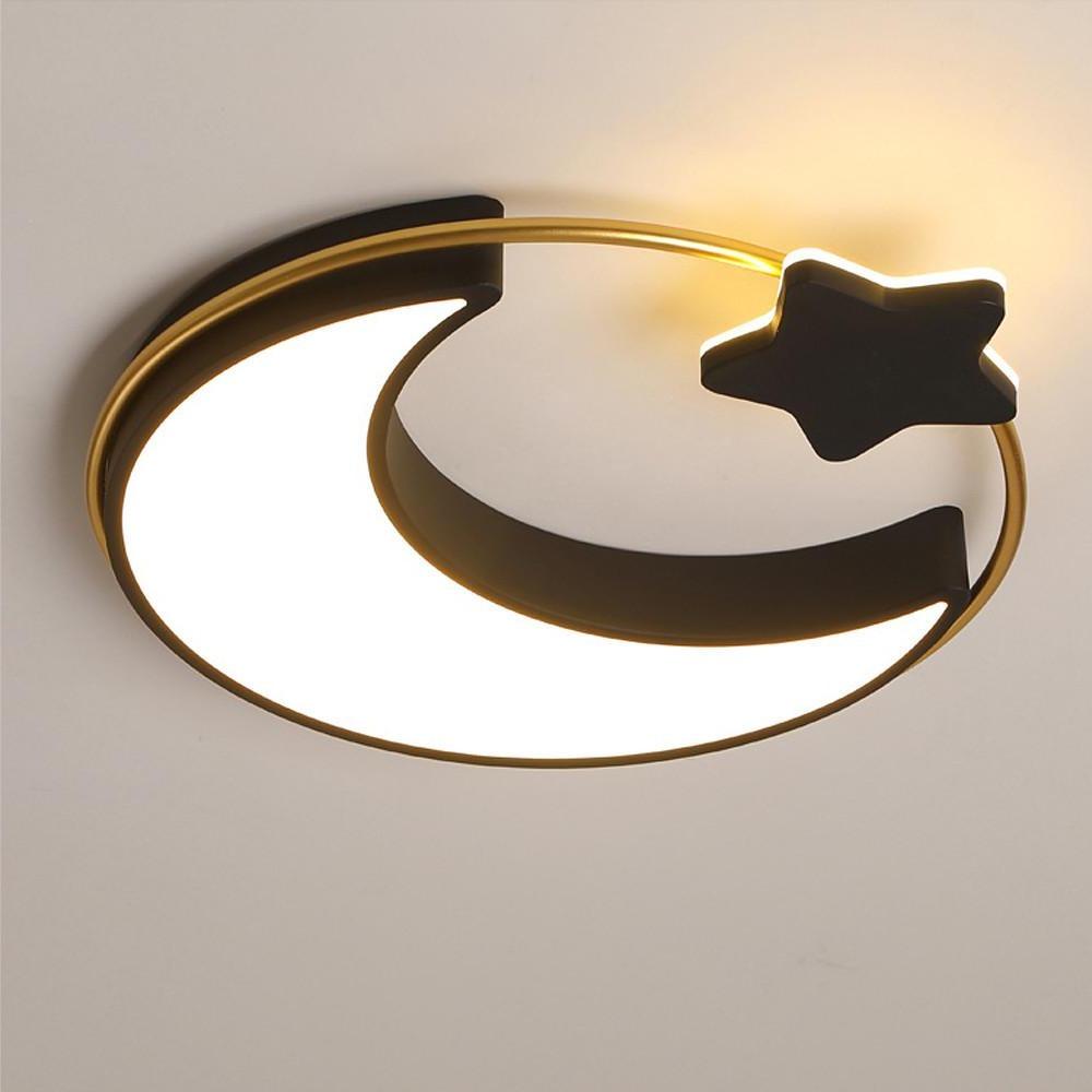 Moon and Star Dimmable LED Flush Mount Light for Kids Bedroom