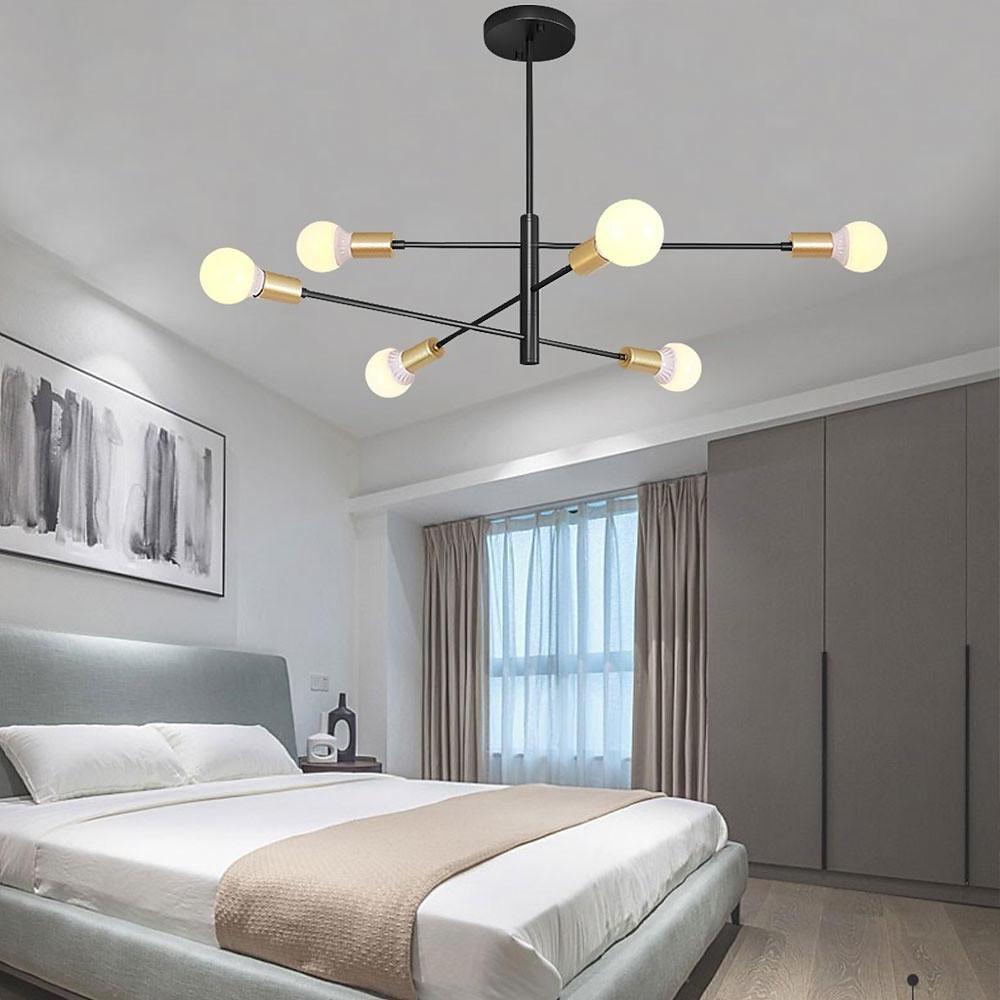Modern 6-Light Sputnik Chandelier - Black & Gold - 41" Dia