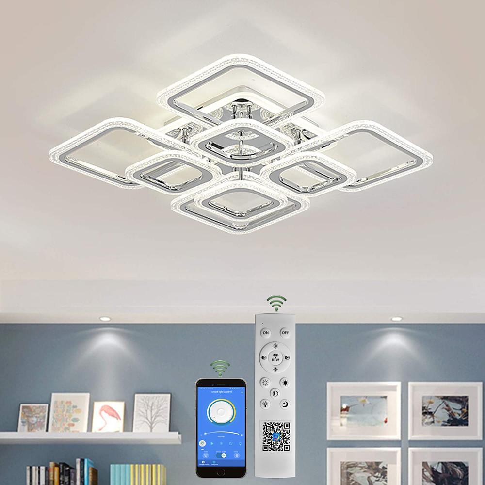 Modern Square Flush Mount LED Ceiling Light – Acrylic & Metal