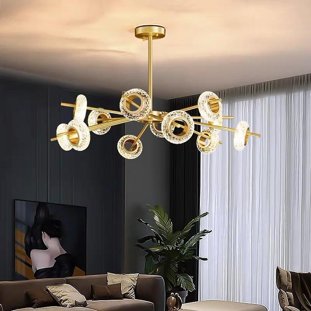 Modern Crystal Sputnik LED Chandelier Gold Electroplated Finish