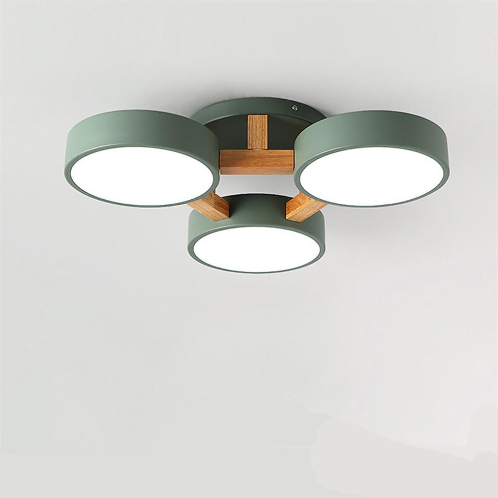 Nordic Triple Circle Flush Mount LED Ceiling Light Wood Metal