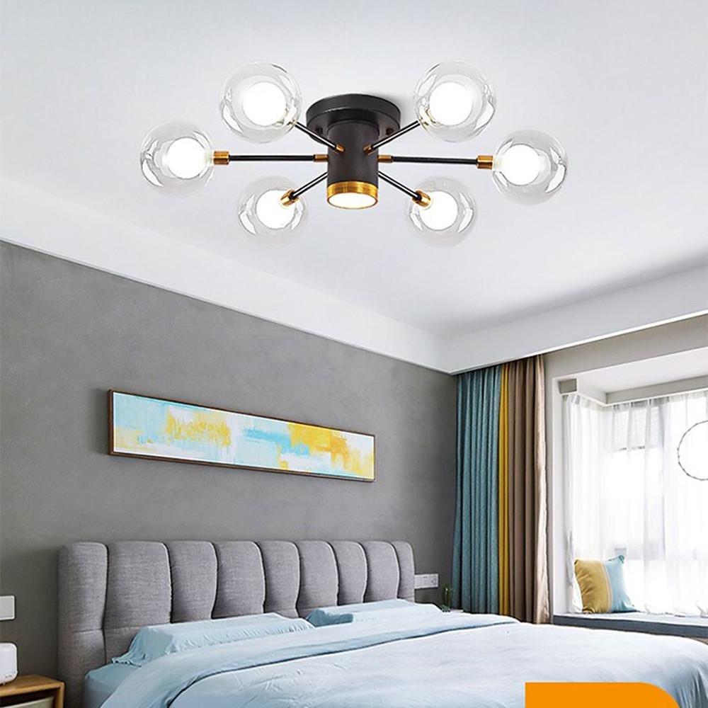 Modern Globe Flush Mount Ceiling Light – Metal & Glass LED Fixture