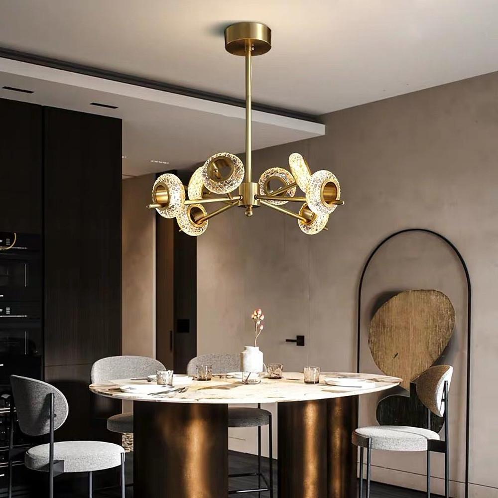 Modern Crystal Sputnik LED Chandelier Gold Electroplated Finish