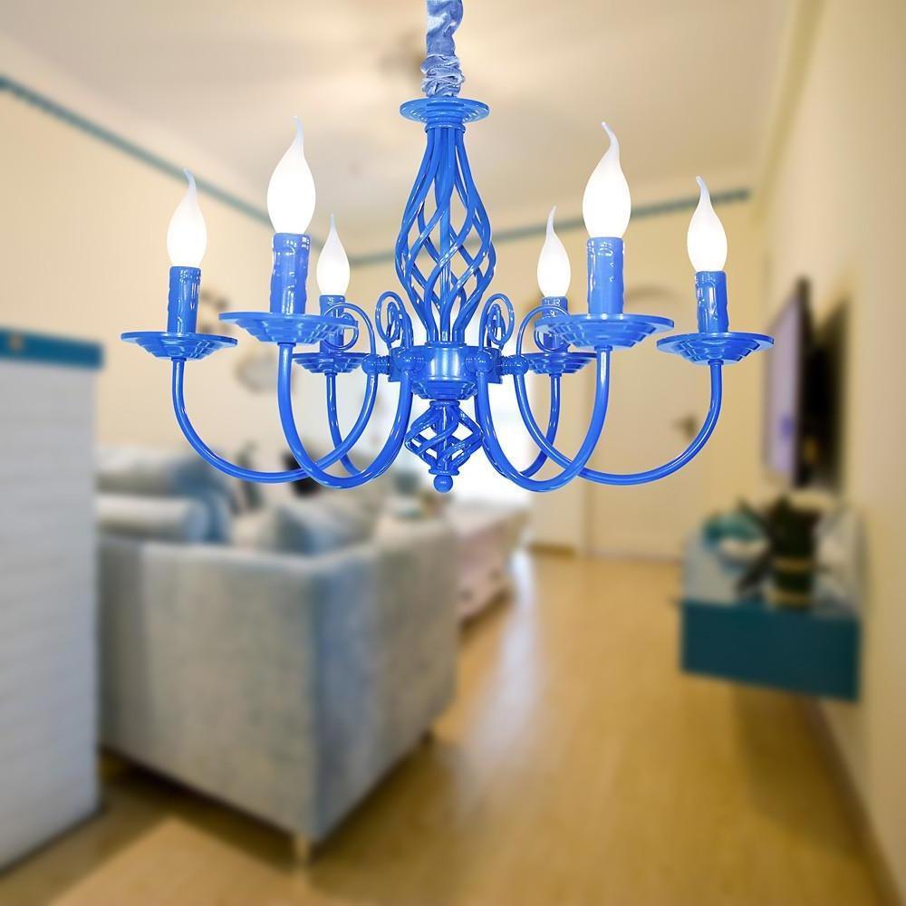 6-Light Candle Style Metal Chandelier - Rustic Industrial Design