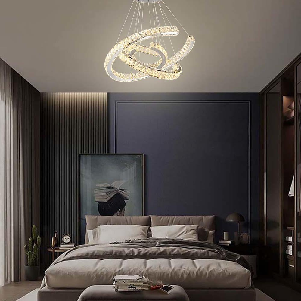 Wave Crystal Chandelier with Stainless Steel Finish - 3-Light LED