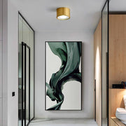 Cylindrical Brass LED Flush Mount Ceiling Light - Gold Finish