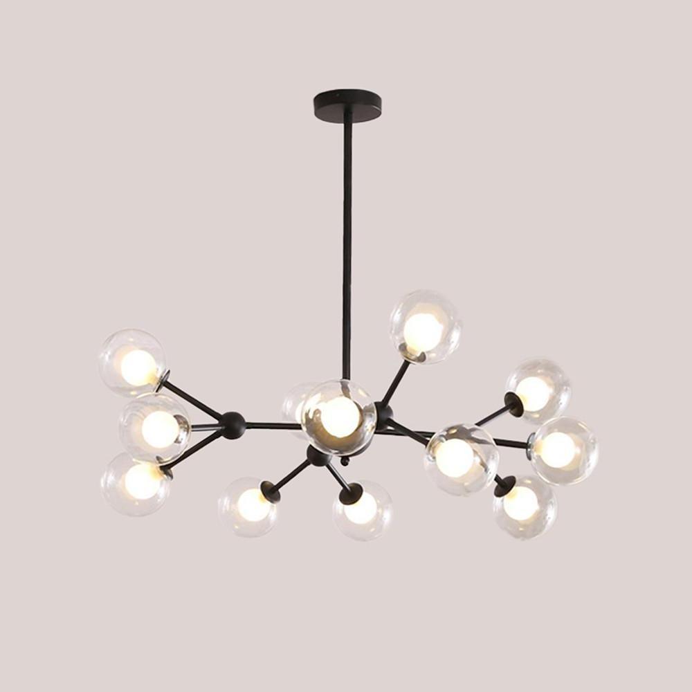 Modern Sputnik Chandelier with Glass Bubble Shades - 12 Lights